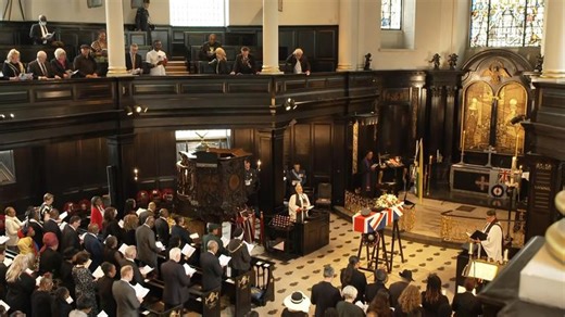The airman was honoured with a service at 600-seat St Clement Danes, the RAF Central Church in Westminster, after huge public interest in his story.