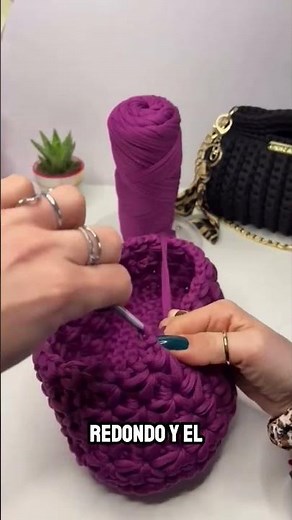 I made this t-shirt yarn bucket bag from scratch 🧶💜 | Crochet step by step from home