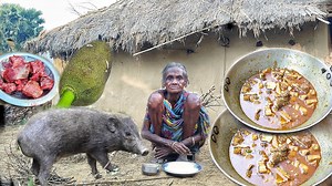 173K views · 2.6K reactions | 105 year old poor Grandma how to cook PIG MEAT with JACKAL_the traditional cooking_rural life india | Village Foods | Facebook
