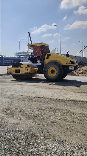 Massive Roller Compacting Base Layer for Concrete Road 🏗️