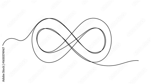 animation continuous drawing of infinity with one line, Infinity sign mark one line art animation, Self draws animation infinity sign one line. Infinity eternity symbol in variations pro design style.