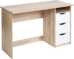 CozyCasa Computer Desk Writing Study Table with 3 Side Drawers 1 Storage for Home Office PC Laptop Notebook Table Workstation