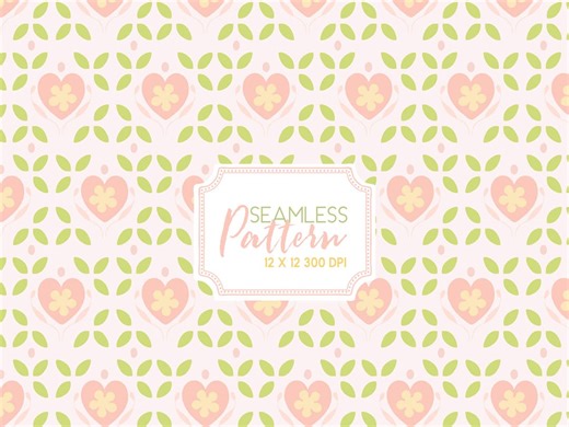 Editable Heart & Flower Seamless Pattern • Cute Pastel Repeat Design • Valentine Nursery Pattern • Commercial Use (digital Download) - Etsy