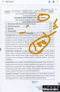 JAMIA B.SC COMPUTER SCIENCE ENTRANCE SYLLABUS 2026-27