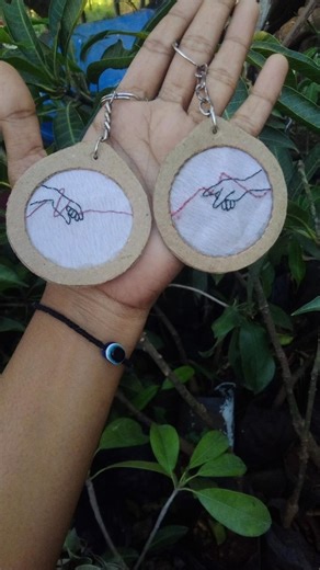 Hand stacking embroidery Keychain ART ☺️ #short # yt shorts #art #diy