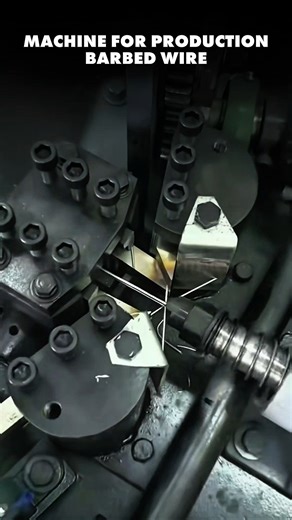 A machine for making barbed wire made of metal.