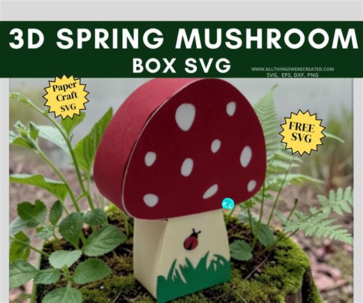 3D Spring Mushroom Box Free SVG