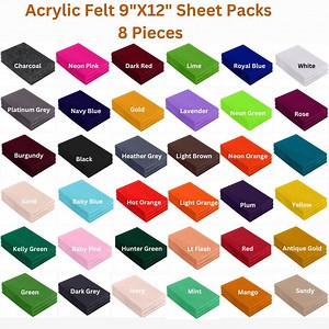 Acrylic Felt Fabric Sheets: 9"x12" DIY Craft Felt, 8 Pieces - Etsy