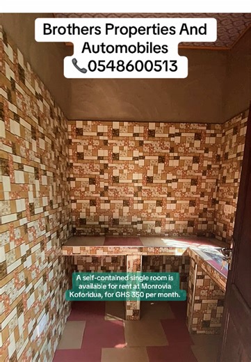 A self-contained single room is available for rent at Monrovia #Koforidua, for GHS 350 per month. Agency T/C apply. Contact us on 📞0548600513 for more enquiries. #brotherspropertiesandautomobiles #fypシ #roomsforrent #househunting