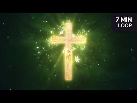 Blooming Lilies & Radiant Wood Cross || Easter Background | 7 Minute Loop | 4K