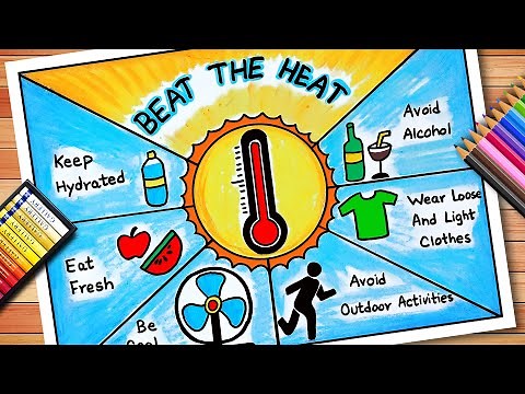 Heat Wave Drawing | Beat the Heat Poster | Prevention of Heat Wave Drawing | Beat the Heat Drawing