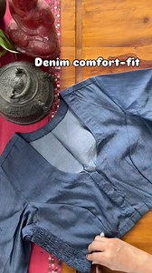 Denim comfort-fit blouses ! WA ON 8802999333 to book this blouse #denim #blouse #ComfortAndStyle #comfort #smocking #anumishra #cottonblouse | Lipstick_in_the_city
