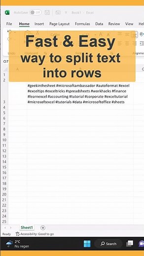 How to convert text to rows using TEXTSPLIT.