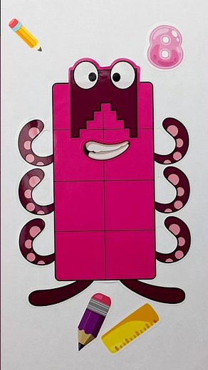 DIY Numberblocks 8 Stickers: A Fun & Easy Craft for Kids!#diy #art #craft #numberblocks #stickers