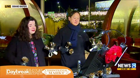 Handbell musicians play ahead of Christkindl Markt opening
