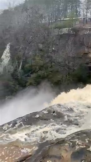 Wow! 😱 Take a look at Noccalula Falls in Gadsden after storms moved through the area early Saturday! (📷 - Ann Payne) | WBRC 6 News