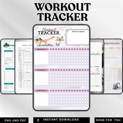 Workout Tracker | Fitness Planner   Exercise Log PDF PNG | Health & Exercise Printable | Instant Download - Etsy
