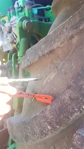 Repairing process of a tire with embedded iron bars