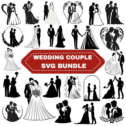Wedding Couple SVG Bundle:bride and Groom Clipart,cricut Silhouette Cut Files(instant Download) - Etsy