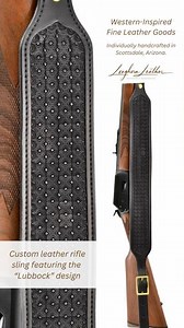 Custom leather rifle sling, Lubbock design - Meticulously handcrafted by Longhorn Leather AZ.