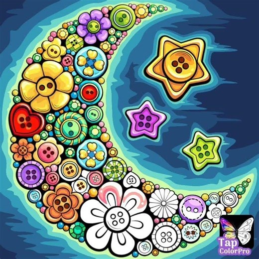 Crescent Flower Button Moon | Tap Color Pro App #coloring #colorbynumbers #relaxing #fun #relaxing
