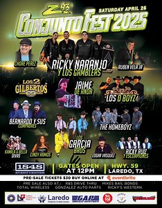 6.6K views · 71 reactions | ‼️‼️TODAY‼️‼️ LAREDO, TX   CONJUNTO FEST Z93 Laredo  Saturday, 4/26/25✌️ Los Garcia Bros will be performing at 2:30  See you here落落 #foryou #fyp #vatoslocos #losvatosmaslocosdetejas #makeitconjuntocarnal #aguilatejas #elbro #los4vatoslocos #losgarciabros #losgarciabrothers | Los Garcia Brothers | Facebook