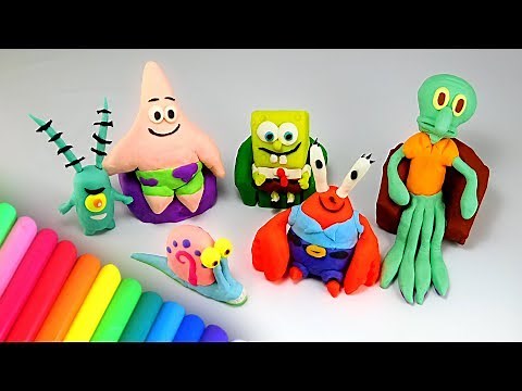 Como fazer BOB ESPONJA de MASSINHA - Vídeo para criança brincar de massinha Play Doh