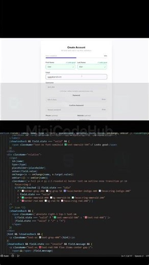 React Form Validator | Password Strength #ReactJS #TailwindCSS #WebDev #Frontend #MiniCodeHub