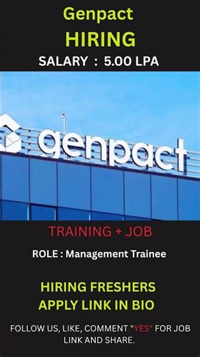 🚨 Genpact Jobs 2026 Hiring Freshers for Management Trainee...#jobsearch