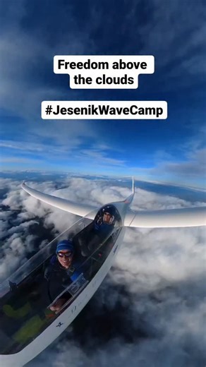 Glider Airstrip on Instagram: "Above a solid cloud layer in a Duo Discus. Two pilots, blue sky, long white wings and a wide horizon. This mountain wave flight was captured by @rudi.aviator and shows why gliding above the clouds feels so special. #gliding #aviation #pilotlife #aboveclouds"