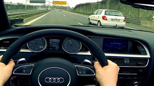 Audi S5 Onboard POV Acceleration Sound Kickdown Autobahn Autostrada