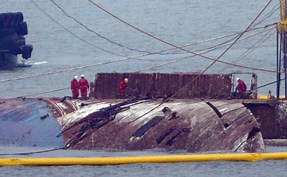 Sewol emerges from water after 1073 days  - The Korea Times