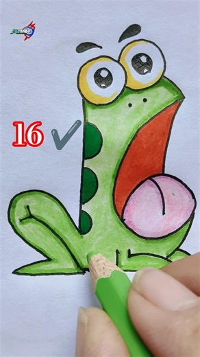 how to draw a #frog 🐸by number 16 1️⃣6️⃣ #toad #drawing #painting #art step-by-step ‪@ARTAABID‬
