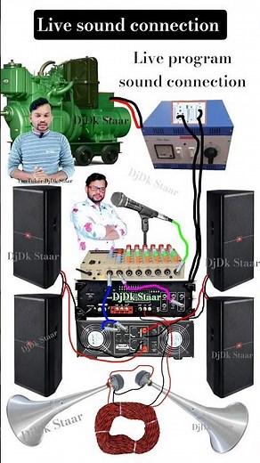 live program sound connection idea's with generator stabilizer amplifier mixer connect Mic