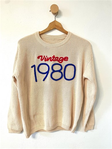 Custom Embroidered Name Sweater: Chunky Knit Oversized Fit - Etsy