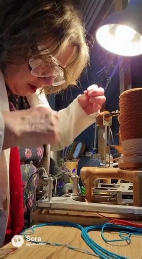 mad scientist creates crochet machine