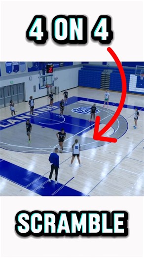 Trafford Hannon | 4-on-4 Scramble Drill. Simple setup: On the pass, the on-ball defender has to high-five the coach, then recover. Offensively, the goal... | Instagram