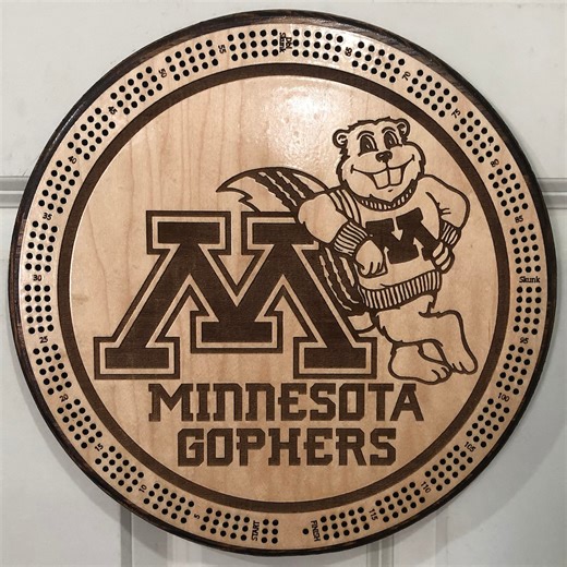 Minnesota Gophers Cribbage Board: 3-track, Card Storage, Pegs & Cards - Etsy
