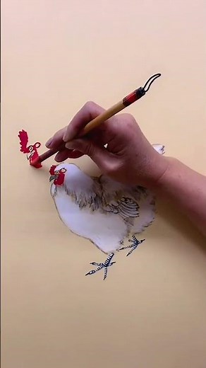 How to Paint Chinese Ink Art of Rooster Hen and Chick | “Family Harmony” Brush Painting