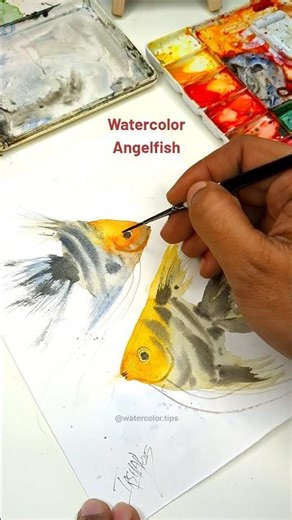 How to Paint Watercolour Angelfish | Watercolor Fish Tutorial #watercolor #painting #fishpainting