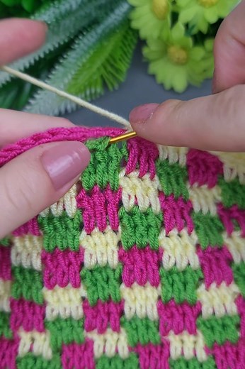 Crochet mini check plaid 🩷💛💚 | Aslı ile El Sanatları