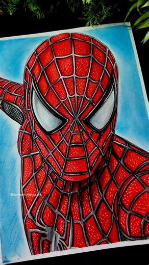 Realistic 🔥Spider-Man 🕷️ Drawing Colour ❤️‍🩹, Marvel Drawing #shorts #spiderman #drawing #art