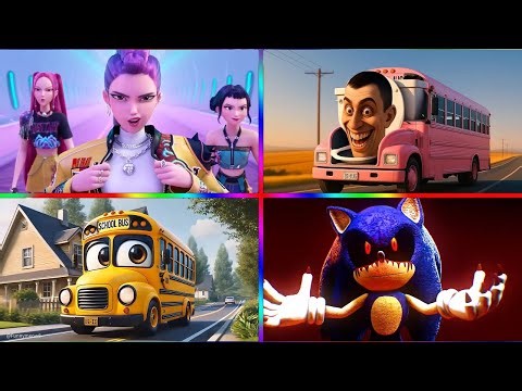 Kpop demon hunter🆚School Bus Monster 🆚School Bus Monster 🆚 SONIC.EXE 🎶 Tiles Hop EDM Rush