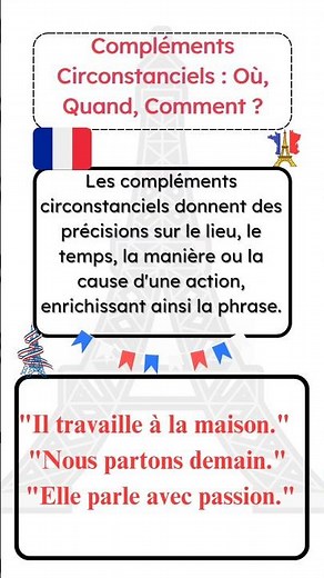 Compléments Circonstanciels: où, Quand, Comment ? #apprendrelefrancais #francaisfacile #apprendre