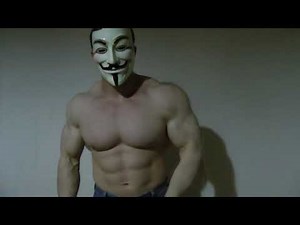 Flexing Muscle Bodybuilder. Mask Posing