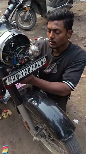 🔧Bullet Classic 350 LED Light Fitting&Wiring | Quick Guide 🚀 #royalenfield #bikemodification #shorts