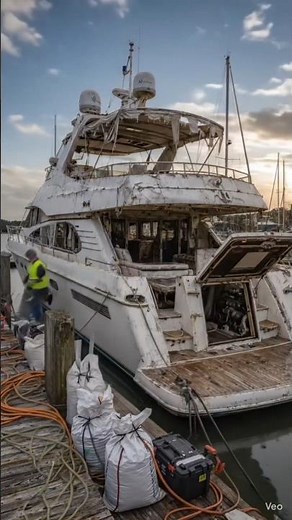 ⚓ Witness the incredible transformation of an abandoned luxury yacht through realistic restoration,