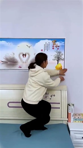 “Beautiful Bedroom Bedside Decorative Painting 🎨 | Elegant Wall Decor Idea”