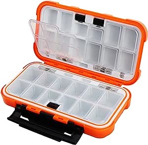 Sjqecyfv Small Tackle Box Fishing Lure Box Ice Fishing Terminal Tackle Box Waterproof Kayak Mini Tackle Box Organizer(Orange)