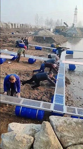 Floating Pontoon Platform Installation | Fish Farm Work on Water